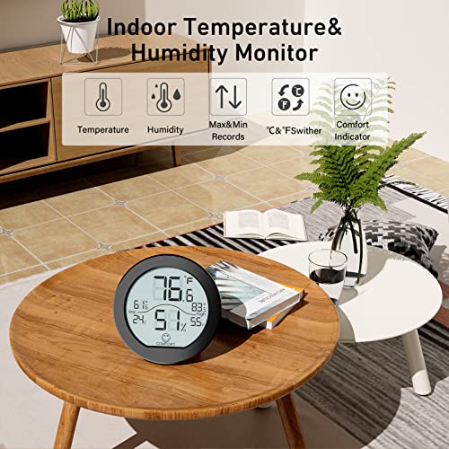 Indoor Digital Hygrometer Thermometer for Room Temperature Humidity Meter - color: Black, size: TH1x1