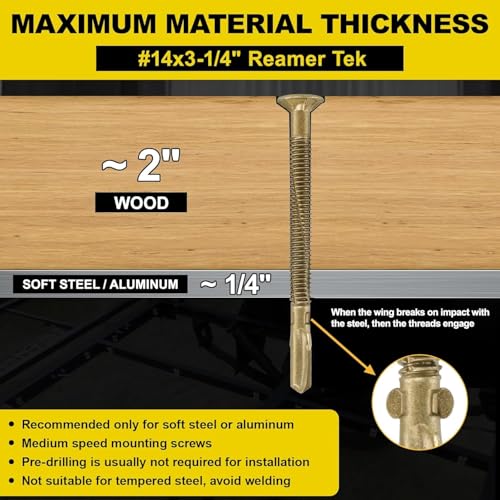 #14 x 3-1/4 Self-Tapping Trailer Deck Screws,550PcsT25 Star Bits Screws - color: Gold, size: #14 x 3-1/4in 550pcs