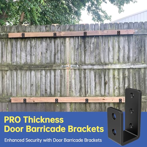 2x4 Door Barricade Brackets (8pcs),1/4" Thickness Heavy-Duty Metal U Bracket for Home, Garage, Gate, Barn, Shed, Black - color: 8 pack-6MM