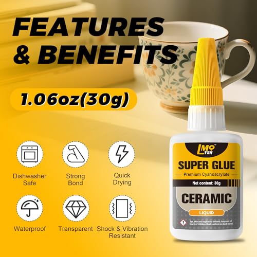 Ceramic Super Glue Liquid, Clear CA Glue for Pottery Porcelain Food Safe - size: 2oz-thin