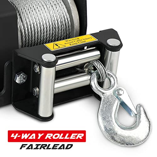 XPV AUTO 2500lbs Electric Winch 12V Waterproof Steel Cable with Wired Remote Control & Mounting Plate ATV UTV Towing Trailer Winch Off-Road - size: 2500lb. steel cable winch