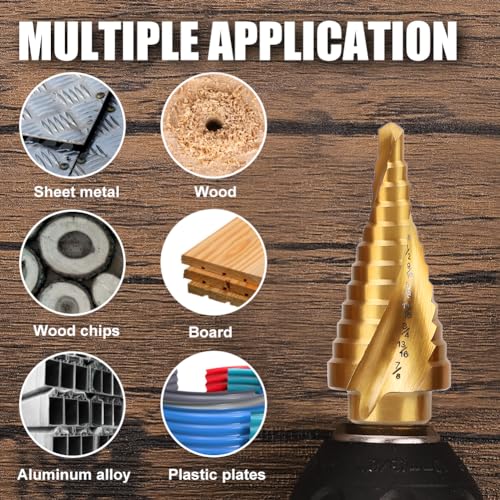 3PCS Titanium HSS Step Drill Bit Set with 1/4" Hex Shank - style: 3Pcs Titanium - Hex Shank