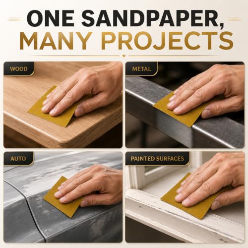 40 Pcs 1/4 Sheet Sandpaper, 120 Grit Premium Sand Paper for Wood Metal Automotive, 5.5" x 4.5", Wet/Dry Use, Palm Sander & Hand Sanding - style: Gtit 120