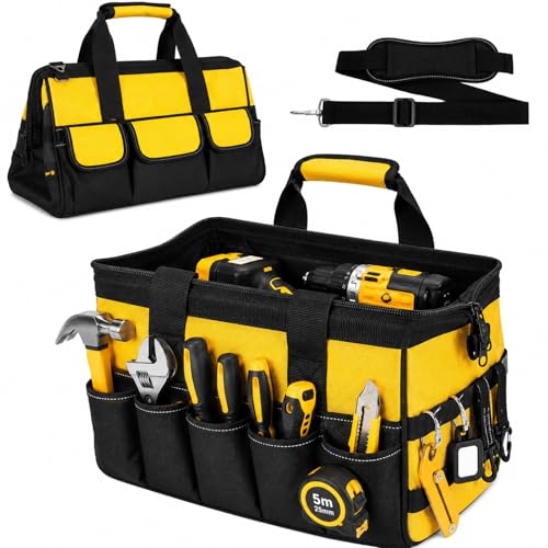 Tool Bag Heavy Duty Organizer for Men, 17 inch - color: Yellow