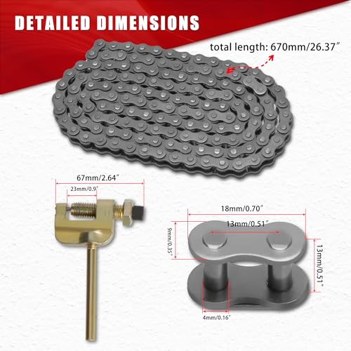 #35 Roller Chain, 35 Links with 5 Master Links and Chain Breakers - Carbon Steel Chain for for 110cc 125cc Dirt Pit Bike ATV Go Kart Scooter Mini Bike Bicycle Industrial Machinery