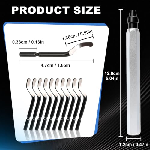 Deburring Tool with 10 HSS Blades and Silver Aluminum Handle, 360° Rotary Reamer for 3D Printing and Metal Edge Finishing, High-Speed Steel Tool for PVC, Copper and Resin - color: Silver