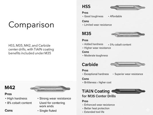Accusize Long Center Drill Set, #1-#5, 3/64"-3/16", 5-Pc, M2 HSS, 3560-1001 - style: M2 HSS Inch