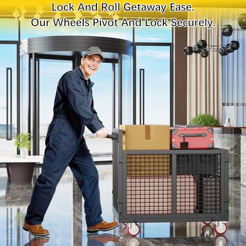 YOHKOH Platform Truck, 4-in-1 Multi-Purpose Collapsible Hand Truck & Flatbed Dolly, 46.5" W x 25" D x 36" H Heavy-Duty Push Cart with 2 Lockable Wheels for Commercial, Garage, Home - color: Black, size: 4-in-1 Cart