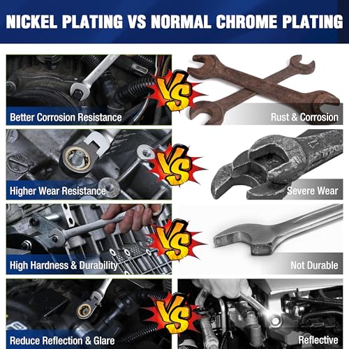 WORKPRO 22-Piece Ratcheting Wrench Set, Flex-Head & Nickel Plating - style: Flex-head & Nickel Plating