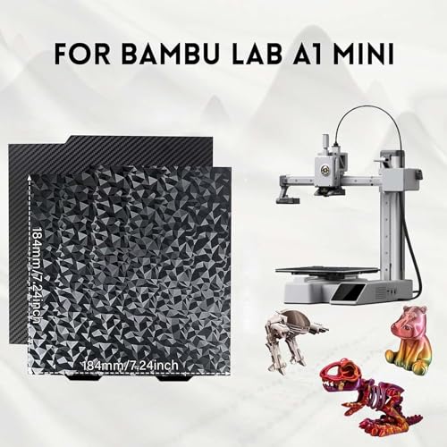 A1 Mini Build Plate for Bambu Lab 184x184mm, Flexible Smooth Diamond PEO+Carbon Fiber PET Spring Steel Bed Plate for Bambu Labs A1 Mini Combo 3D Printer Platform - color: Smooth Peo+smooth Pet