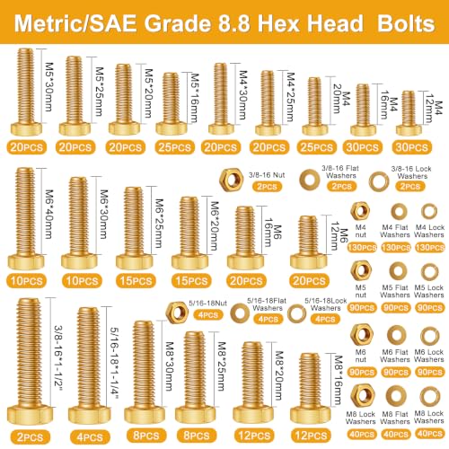 weideer 3334PCS Hardware Assortment Kit, Metric&SAE Nuts and Bolts Assortment Kit,Phillips Head and Grade 8.8 Metric Hex Bolt, Nuts,Lock Washers. #6,#8,#10,1/4,5/16,3/8,1/2,M3,M4,M5,M6,M8.(10-65mm) - color: Silver, size: 3334 pcs (Metric & SAE)