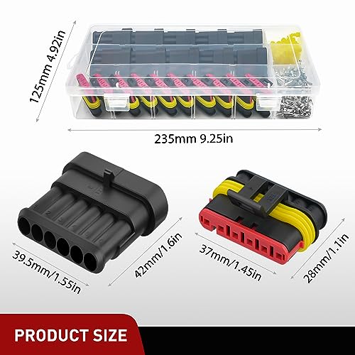 Nilight 260PCS 6 Pin Electrical Connector Plug with Male Female Terminals - size: 6Pin Connector 200Pcs