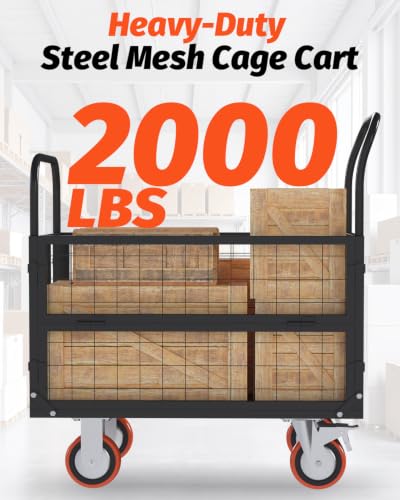AECOJOY 6-in-1 Folding Platform Truck Cart with Cage and Swivel Wheels