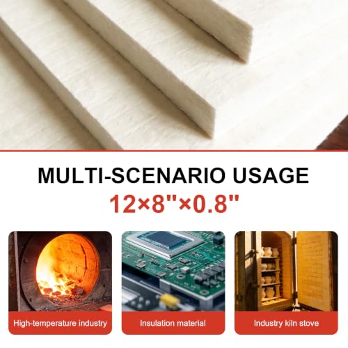 EIEIOO Ceramic Fiber Board Insulation Panel for Furnace Forge,11.8x7.8x0.8"