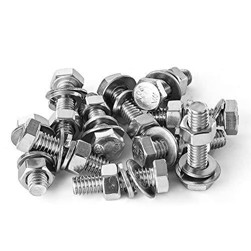 5/16-18 x 1-3/4" Hex Head Bolts Screws, Nuts, Flat and Lock Washers Assortment Kit, 304 Stainless Steel(18-8), Machine Fully Thread, Bright Finish 10Sets - size: 5/16-18 x 1-3/4" (10Sets)