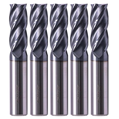 BestParts 5Pcs 1/2" 4 Flute Solid Carbide Square End Mills - AlTiN Coated - size: 1/2 in