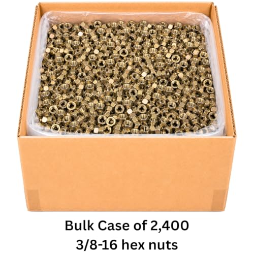 3/8"-16 Hex Nuts (2,400 Case) – Grade 8 Heavy-Duty Replacement Nuts for General Fastening, Repairs & Structural Hardware SAE J995 0.375" - size: Hex Nut – 2,400 Case