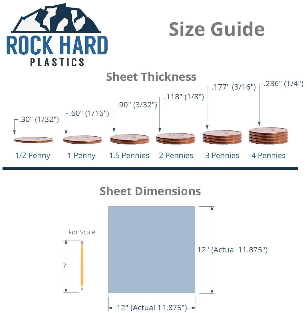 Rock Hard Plastics - 12" x 12" Clear Frosted P95 Privacy Acrylic Sheet Lucite Plexiglass (Actual Size 11.875" x 11.875" - .118" (1/8"), Frosted)