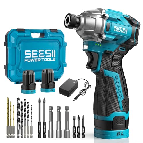 SEESII 16.8V Impact Driver Kit 1/4", 1327In-lbs Cordless Impact Driver Set - color: Blue16