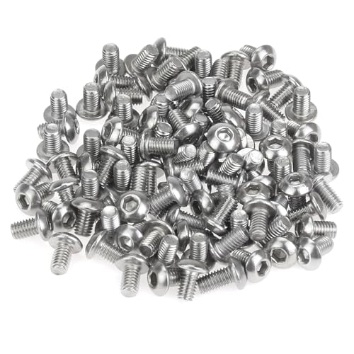 105 Pieces M3 x 5mm Button Head Socket Cap Screws, Thread Pitch 0.5mm, Sutemribor M3 Screws, 304 Stainless Steel, Fully Threaded, Silver - size: M3 x 5mm, style: Button Head