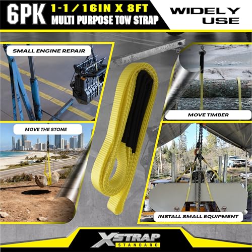 XSTRAP STANDARD 6PK 1"x8' Lift Sling Straps Wear Guard End Heavy Duty Strap - style: 6pk 1''x8ft