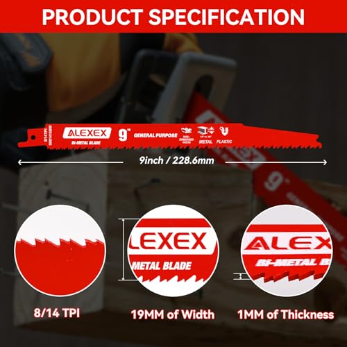 15 Pack 9 Inch 8/14TPI Reciprocating Saw Blades for Nail-Embedded Wood - size: 9 Inch 8/14TPI