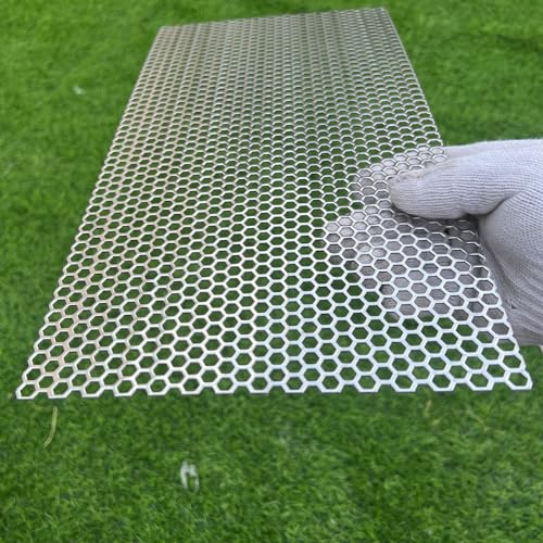 15.7"x7.8" Perforated Metal Sheets 19 Gauge Expanded Metal Mesh Opening Hexagonal Hole 1/4" (About 6mm) Perforated 304 Stainless Steel Sheet Mesh Screen Panel Decorative Panel Decorati Plate - size: 15.7"x7.8", style: Hexagonal Hole 6mm