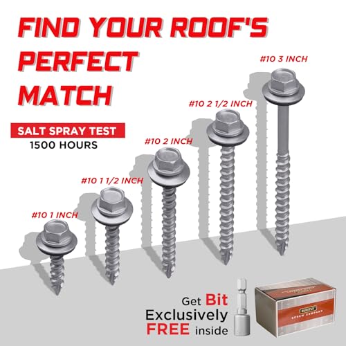 #10 x 3 Metal Roofing Screws, 150 PCS Hex Head Self Drilling Roof Screws - size: #10 x 3"