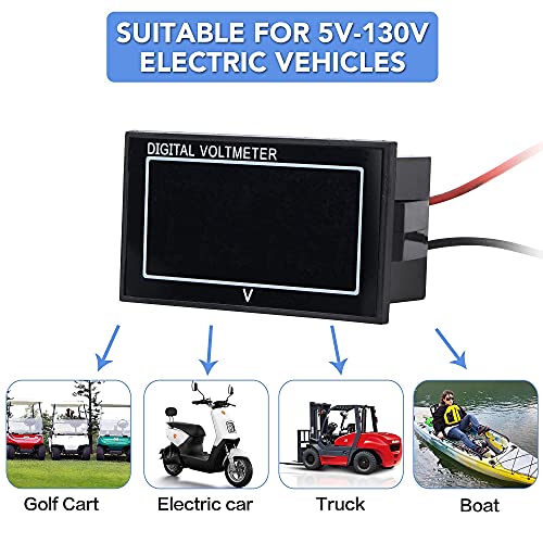 Waterproof Voltage Meter,Blue LED Digital Display Volt Gauge DC5-130V