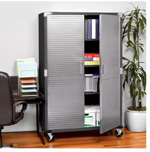 Heavy-Duty Storage Cabinet with Roller Doors, Rolling Casters (Graphite Black, 48" W x 18" D x 72" H) - color: Graphite Black, size: 48" W x 18" D x 72" H