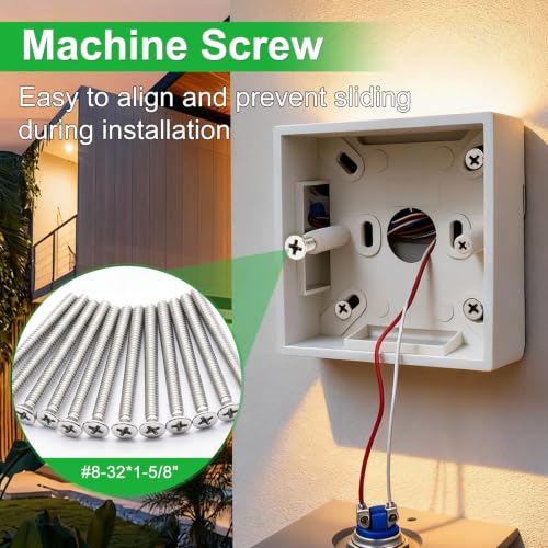 Twidec/#8-32x1-5/8 inch Flat Head Machine Screws Assortment kit,30PCS 304 Stainless Steel Phillips Flat Head Electricians Screws Long for Electrical Wall Plate Switch, Receptacles Mounting Screws - size: #8-32x1-5/8"