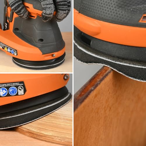5 Inch 8 Holes Hook Loop Orbital Sander Metal Pad Replacement for Ridgid with 4 PCS Foam & 36 PCS Sanding Sanding Discs 100 150 180 240 320 403 Grit - size: FIT 300527002