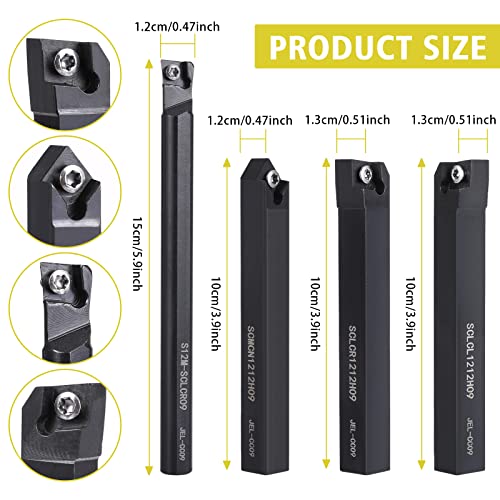VerRich 14PCS Kit Indexable Lathe Turning Tools,4PCS 1/2"12mm Shank Metal Lathe Tools Holder With 10pcs CMT09T304 Carbide inserts Blade - size: SCLCR09