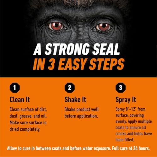 Gorilla Waterproofing Spray, Clear, Flexible Rubberized Sealant, 14 oz - color: Clear, size: 1 - Pack