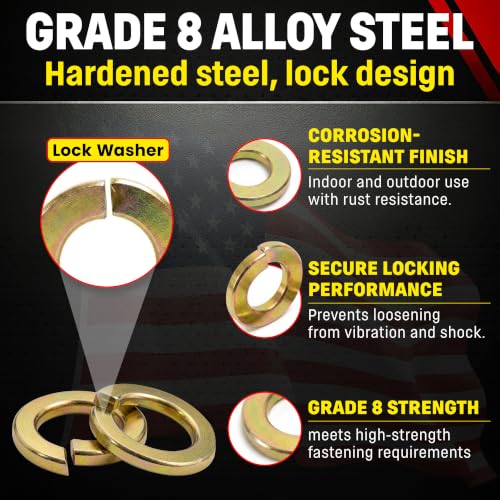 1/4 Hardened Grade 8 Lock Washer (50 Pieces) - size: 1/4" Lock Washer 50pcs