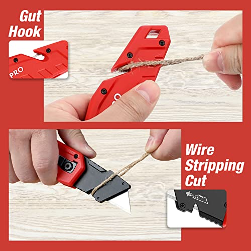 WORKPRO Folding Utility Knife with 10 Blades, Red - color: Red