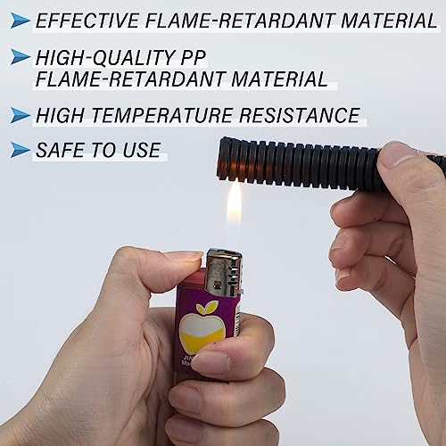 Kanayu 1/2''-50 Ft Split Wire Loom Tubing, Black Flame Retardant - color: Black, size: 1/2''-50 Ft