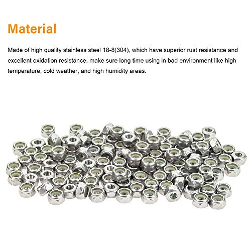 120 Pieces 10#-32 Nylon Insert Hex Lock Nuts, 304 Stainless Steel - size: 10-32 (120 pcs)