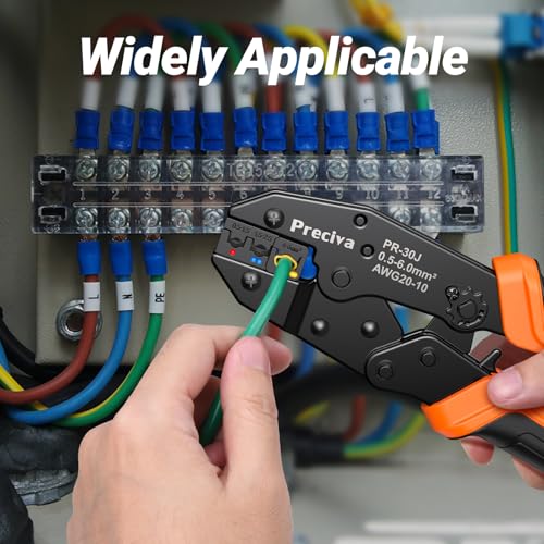 Preciva Crimping Tool Kit for Insulated Wire Connectors, AWG20-10 Ratcheting Wire Terminal Crimper with 400Pcs Insulated Connectors