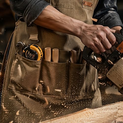 Heavy‑Duty Canvas Work Apron with Tool Pockets for Workshop Use