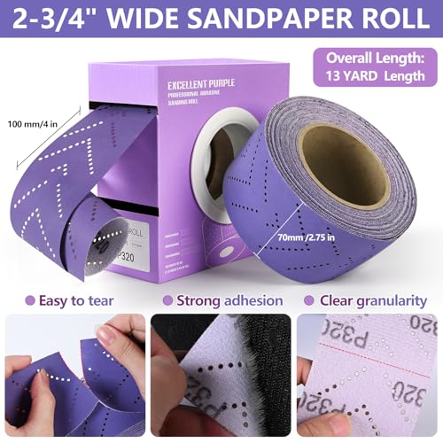 400 Grit Hook and Loop Sandpaper Roll, 2-3/4" x 13 Yard Wet Dry Sanding - style: 400Grit