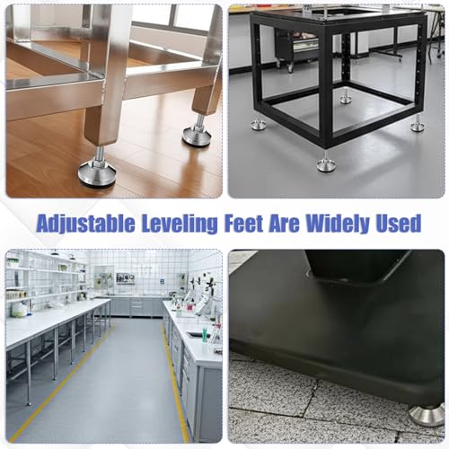 4 Pcs Heavy Duty Adjustable Leveling Feet 2.36" Dia Base M-12 Thread