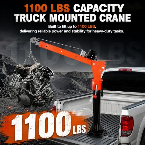 1100LBS Truck Bed Crane, Alloy Steel Pickup Truck Jib Crane - size: 2000LBS