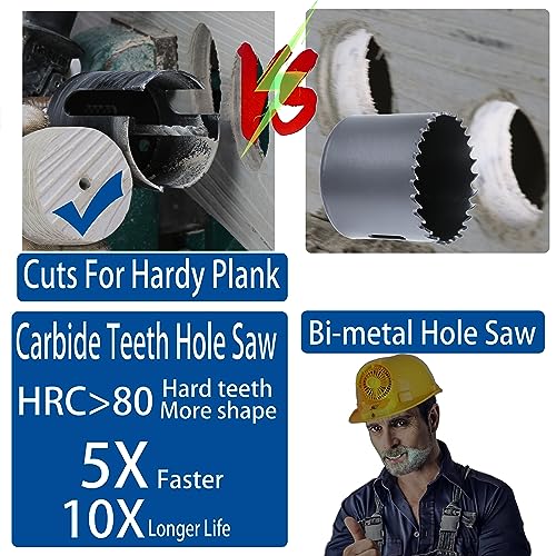 Carbide Tipped Hole Saw Cutter 1-3/4” 44mm for Thick Wall, Roof, 6.6” Deep Cutting with Arbor for Multi Purpose, Hard Wood, Hardy Plank, MDF, Wall Tile, Air Brick, - color: 1-3/4"(44mm)