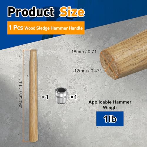 HARFINGTON Wood Sledge Hammer Handle Hammer Wooden Replacement Handle - size: 11.6"