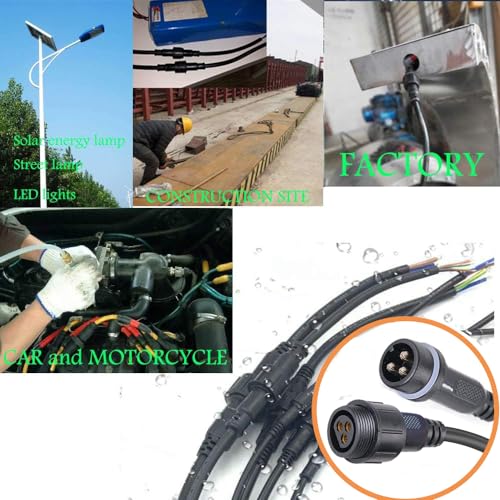 Waterproof Connectors 3 Wire, 12AWG Male Female Plug LED Connector with 3Pin, IP68 25CM Extension Cable for Car, Truck, Boat, LED Strip Lights, (2Pairs) - size: 12AWG 3Pin waterproof connector