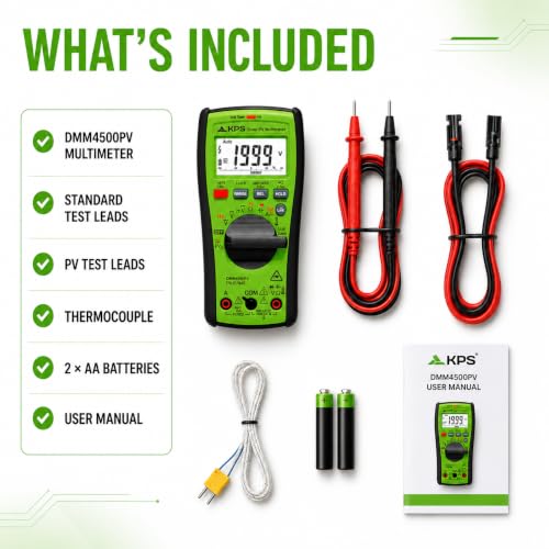 KPS DMM4500PV True RMS Solar Multimeter, 2000V DC, Bluetooth
