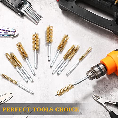 12 Pieces Bore Brush for Drill Wire Bore Brush Set - style: Brass