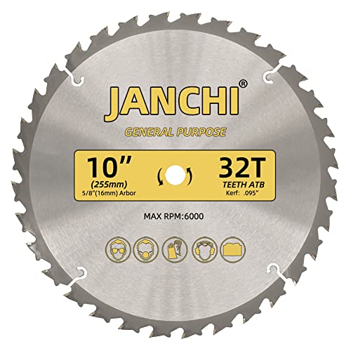 3-Pack Combo 10-Inch 32T & 60T & 80T Woodworking Saw Blades with 5/8" Arbor, .095" Thin Kerf Alternating Top Bevel Tungsten Carbide Teeth Miter/Table Saw Blade Ideal for Various Woods Cutting - size: 10" 32T/60T/80T