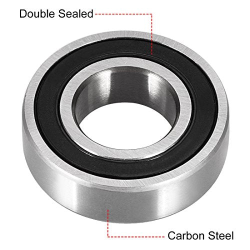 uxcell 6003-2RS Ball Bearing 17mm x 35mm x 10mm Double Sealed 180103 Deep Groove Bearings High Carbon Steel Z1 (Pack of 2)